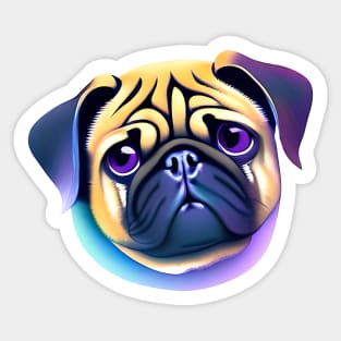 Pastel Pug with Purple Eyes Sticker